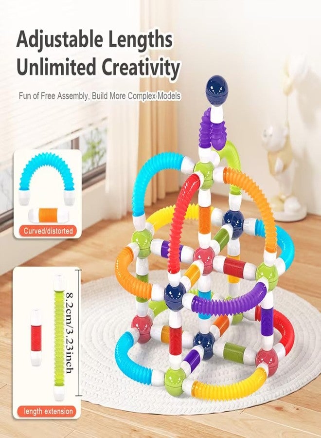 PROBABE Plastic Magnetic Pop Tubes Building Set with Colorfull Ball for Kids - STEM Learning Magnetic Construction Sets, Safe ABS Plastic Magnets Gift for 3+ Boys & Girls (25 PCS) - Image 3
